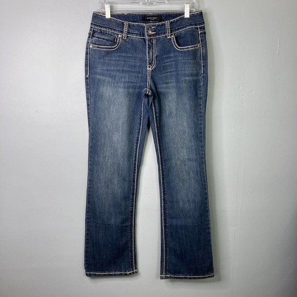 Nine West Date Night Annette Bootcut Jeans Ethereal Heavy Stitching Women's Sz 8 - Picture 1 of 16